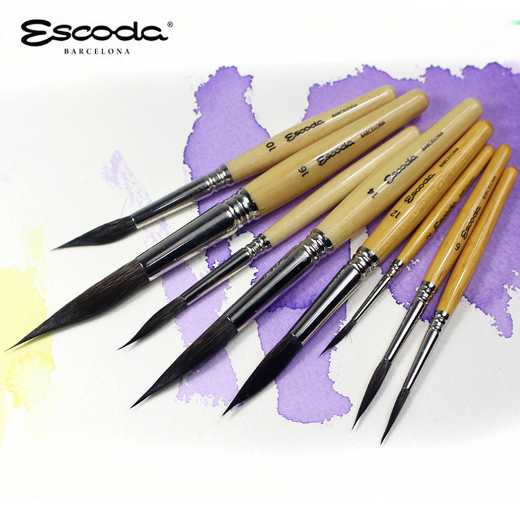 Imported Spanish pen imperial watercolor pen Escoda squirrel hair watercolor pen oblique round tip long peak 5707 single