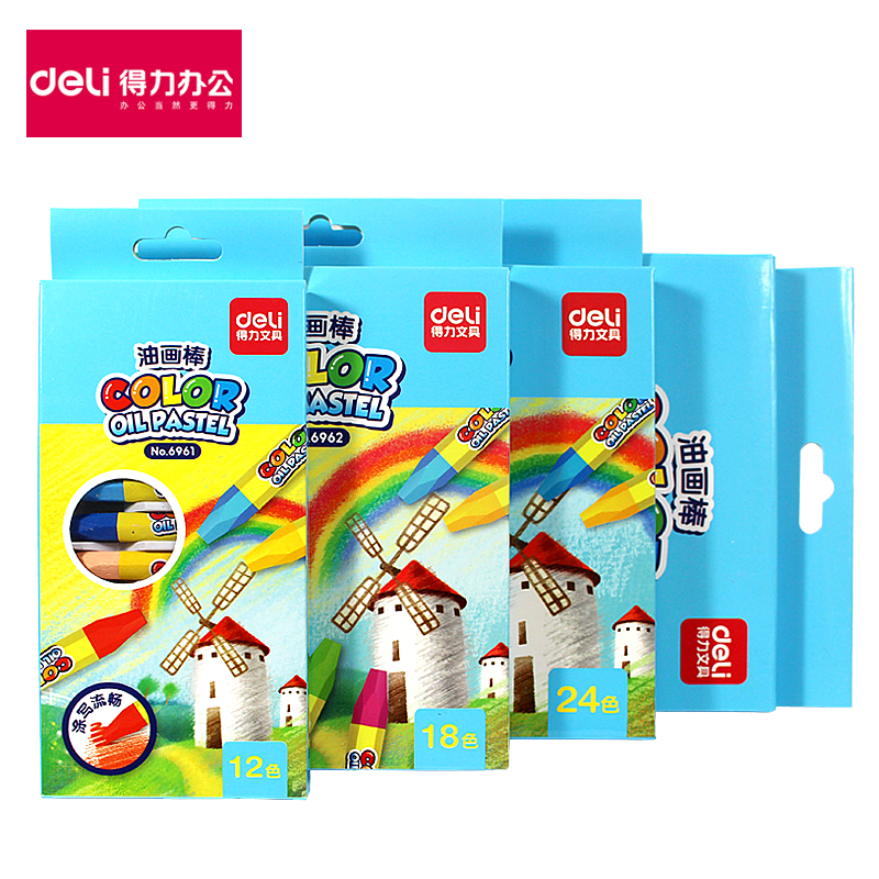 Del oil painting stick children's painting oil painting stick children's brush color crayon 12 colors 18 color 24 color 36 color