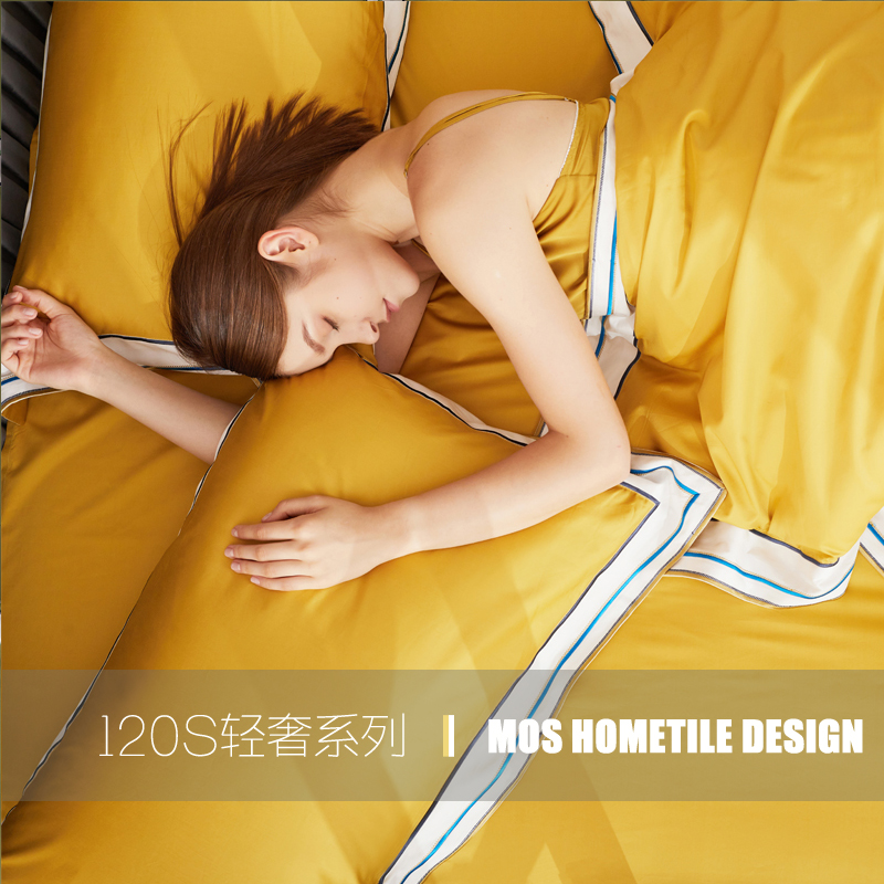 High end light luxurious 120 sea island cotton four sets pure cotton gon satin long suede cotton villa-like interbed bedding