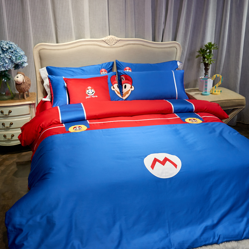 Children's cartoon four-piece set of Egyptian long-staple cotton Mediterranean British style model room bedding pure cotton three-piece