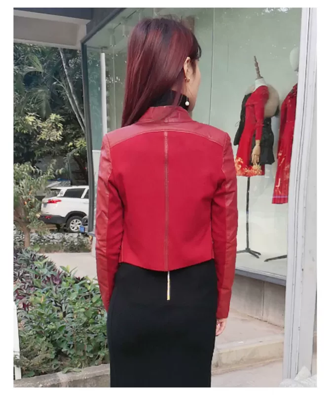 HONB Red Betty Mùa thu và mùa đông New Windproof Ladies Da Thời trang Ấm áp Da cừu Áo khoác da ngắn - Quần áo da