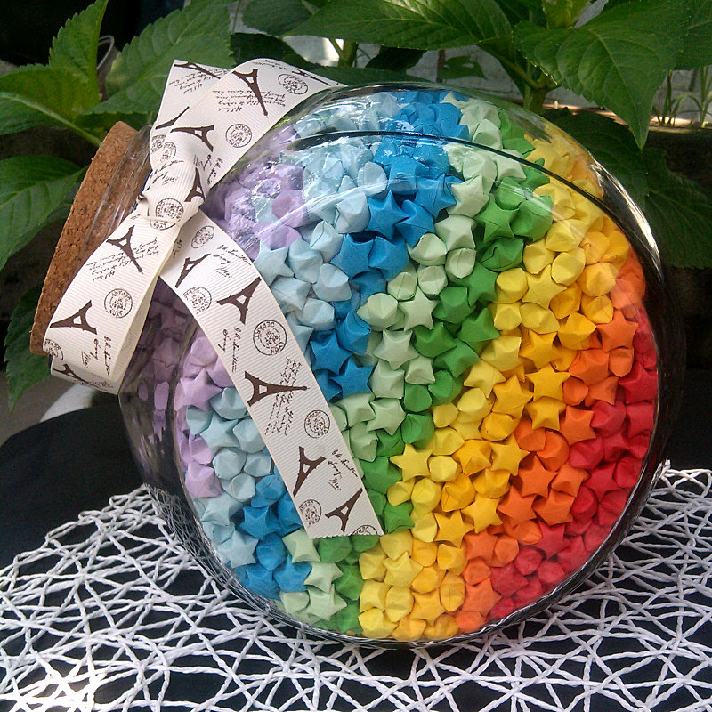 Glass flower drum bottle Flat drum bottle Extra large lucky star bottle Thousand paper crane bottle Wishing bottle Cork bottle Drift bottle