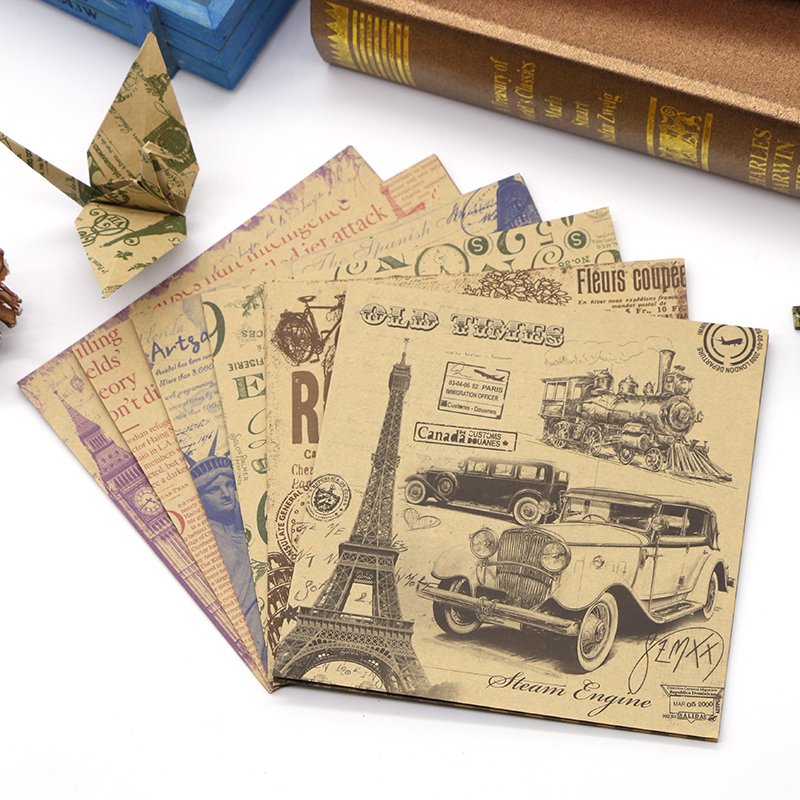 15 cm Square retro nostalgic nostalgia European and American double-sided printed handmade paper hand account patterned kraft paper material