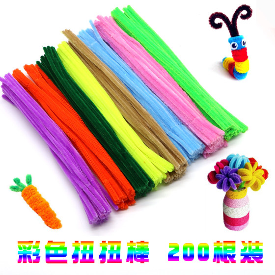 Handmade diy production material color hair strip hair root strip twist stick kindergarten plush wire strip children's toys