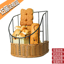  Imitation rattan basket French hollow bread basket creative baguette basket Bread basket Rattan round trapezoidal basket storage tray