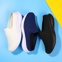 Foot Strength Seniors Shoes Shallow Mouth Round Head Mom Shoes Sports Casual Shoes Semi-trawl Shoes Sandals Sandals Middle-aged Bodybuilding Shoes