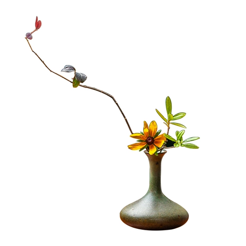 Маленькие вазы, высушенная цветочная керамическая цветочная посуда, гидропонная, тонкая рта в стиле китайского стиля японская цветочная посуда