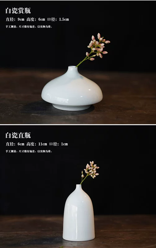 Một bình hoa sứ trắng, cắm hoa trang nhã Trung Quốc, hoa trà, phòng trà, bàn trà, trang trí nhỏ - Vase / Bồn hoa & Kệ chậu nhựa hình chữ nhật