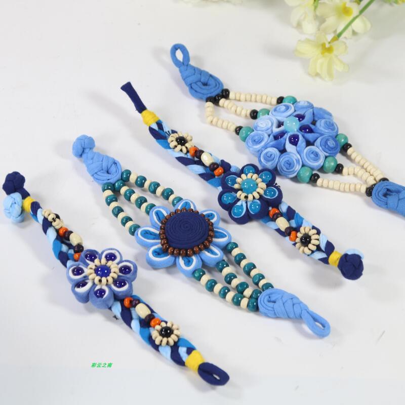 Ethnic Style Blue-Dyed Fabric Bell Bracelet, Retro Wristband, Simple and Unique Yunnan Travel Souvenir Ethnic Style Blue-Dyed Fabric Bell Bracelet, Retro Wristband, Simple and Unique Yunnan Travel Souvenir