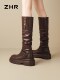 ZHR thick-soled boots for women 2025 new winter two-wear boots belt buckle pile boots plus velvet knight boots explosion