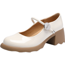 ZHR Mary Jane shoes for women 2024 new summer shallow thick sole small leather shoes commuter high-heeled sandals