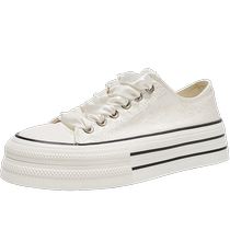 Thick-soled white shoes for women 2024 new popular summer breathable casual sneakers new Chinese style Chinese style canvas shoes for women