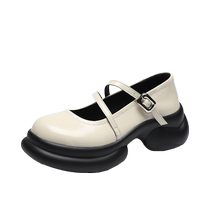 Soft-soled Mary Jane shoes for women 2024 new summer French white thick-soled small leather shoes JK platform shoes autumn shallow mouth