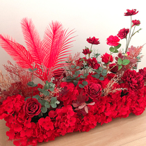 New wedding dress Flower Props T Red Silk Flowers Platoon Decoration Large Red Road Leading Flower Wedding Scene Arrangement