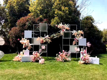 New Creative Wedding Celebration Props Wedding Stage Iron Art Geometric Square Background Racks Outdoor decoration Busings