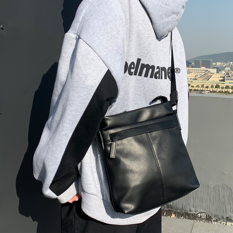 Trend Brief About Men Genuine Leather Fashion Small Bags Han Edition Single Shoulder Bag Light Business Men's IPad Single Shoulder Bag Inclined Cross Pack