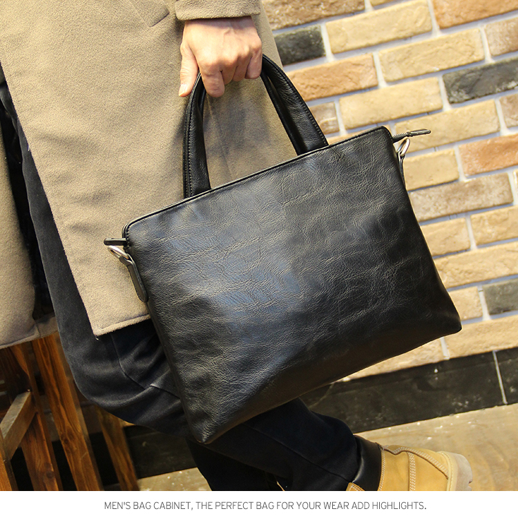Hong Kong Genuine Leather New Men's Bag Briefcase Men's Bag Business Handbag Crosswalk Single Shoulder Bag Slanted Satchel