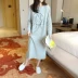 Váy ngủ dài tay Nhật Bản với bộ đồ ngủ dài mùa xuân và cotton mùa thu nữ ngọt ngào dễ thương váy ngủ dài tay Đêm đầm