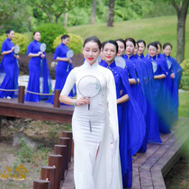 This Year Pop Qipao Dress Performance Walk Show Walk Show Long Style Big Code Fat Fashion Classical Show Body Etiquette Instructor Clothes