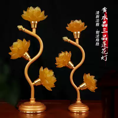 Crystal lotus lamp Buddha supply lamp plug-in God enshrined lamp glazed lamp colorful God table lamp led Wealth God supply lamp