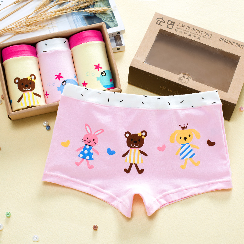 Girls' underwear cotton children's flat corners, big children, little girls, primary school students 10 years old red shorts 12 years old four corners