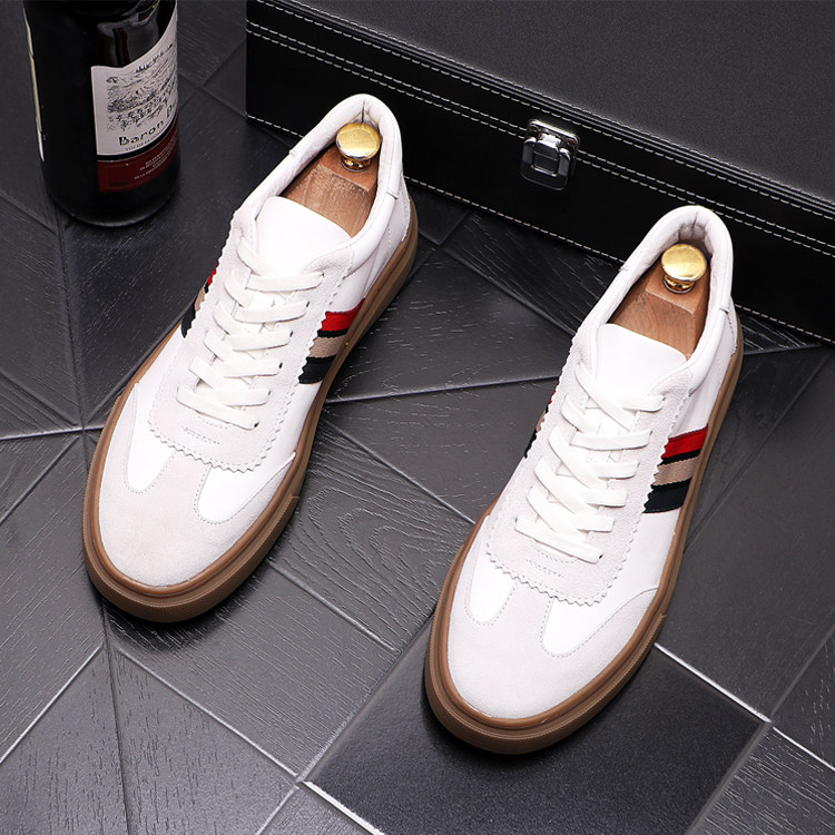 Leather men casual shoes IT tide fashion small white shoes European station hundred and inner increase Brock trend men's shoes