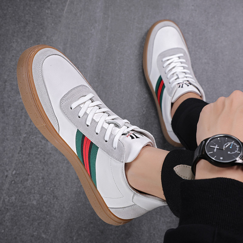 Tide brand leather men's shoes small white shoes spring and autumn new British leather business casual shoes Korean version all-match sneakers