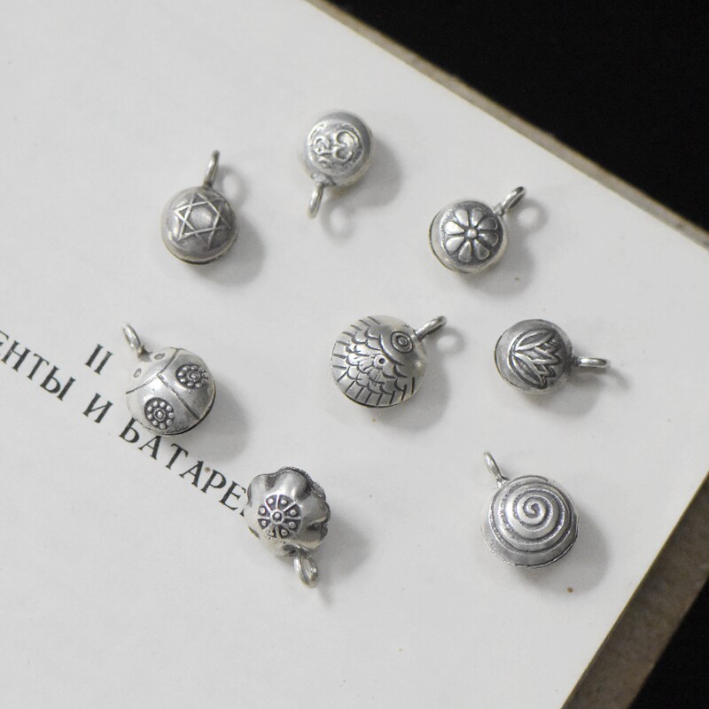 Yaojia) Thai handmade silver sterling silver DIY accessories orange lotus beetle small fish bell LA20