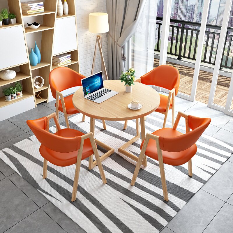 Reception Leisure Table and Chair Combination Milk Tea Shop Rest Area Net Red Shop Office Meeting Guests Business Negotiation Small Round Table and Chair