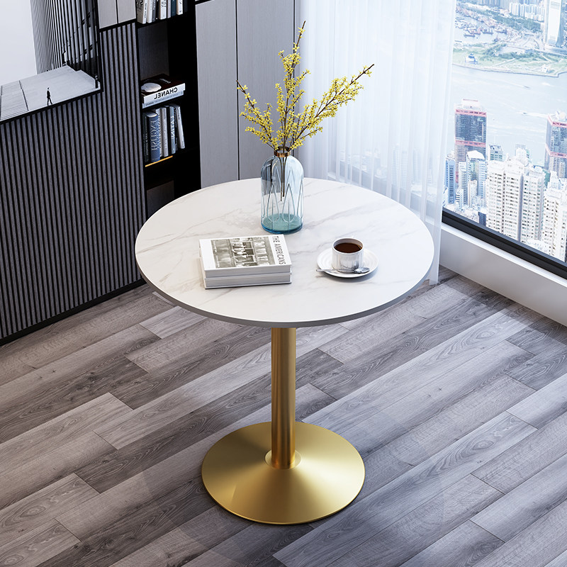 Light luxury slate natural small table reception sample house display center milk tea shop powder room balcony reception leisure metal small round table