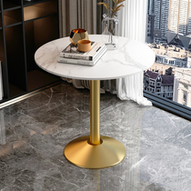 Light luxury rock slab scratch-resistant small table will be sold in the sales building milk tea shop powder room balcony reception leisure metal small round table
