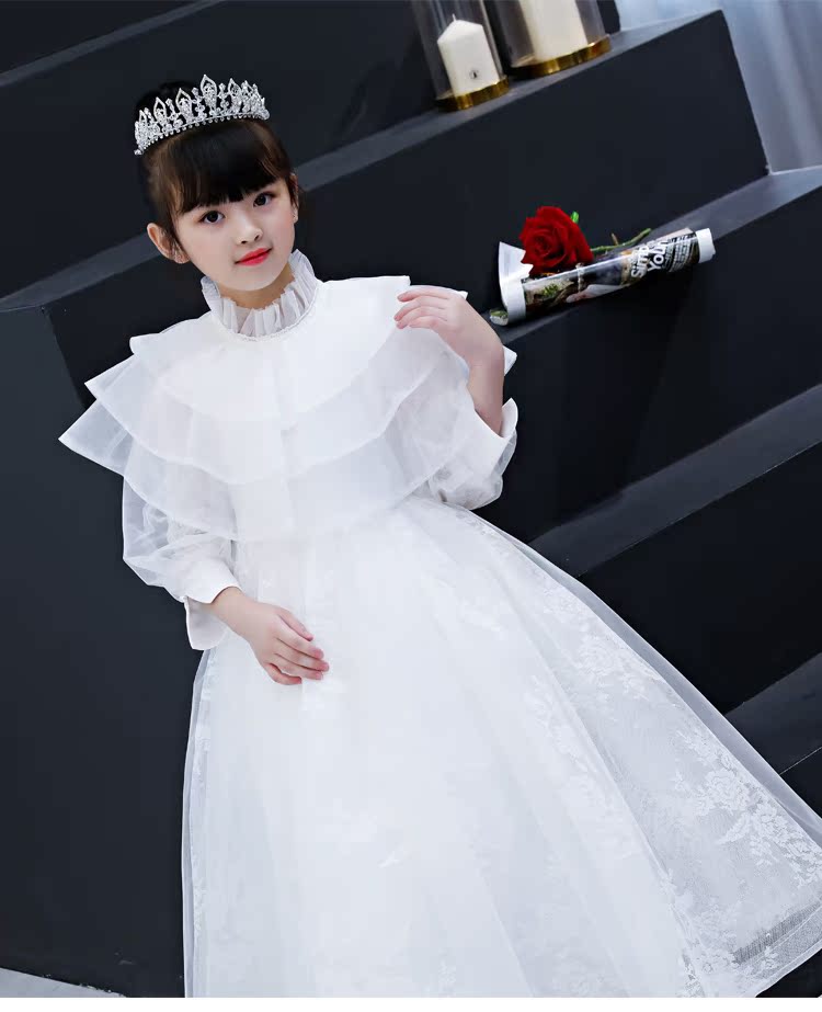 Váy cưới cho bé gái, trẻ lớn, chủ nhà trẻ em, váy dạ hội, váy công chúa, sàn catwalk, trang phục piano, mùa thu đông vest trẻ em