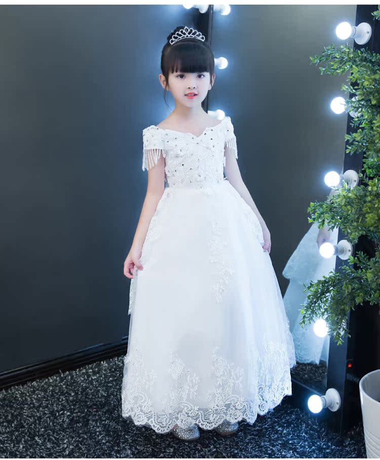 Váy cưới trẻ em một vai mịn màng cô gái nhỏ sinh nhật váy công chúa váy hoa cô gái piano mùa đông đồ bộ bé trai