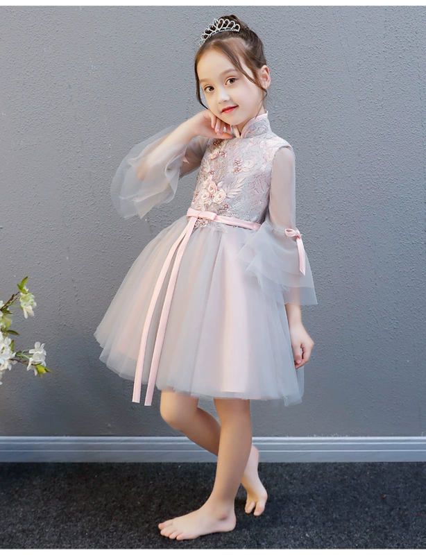 Trung quốc phong cách baby girl wedding puff sợi trẻ em sinh nhật ăn mặc công chúa váy hoa cô gái váy đàn piano trang phục