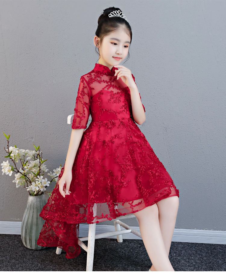 Cô gái ngắn trước đám cưới đuôi dài sinh nhật trẻ em trình diễn trang phục dạ hội váy công chúa chủ hoa trang phục cô gái quan ao tre em