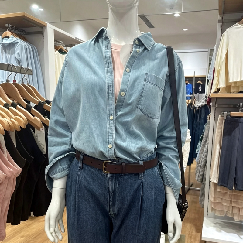 Denim Shirt/Long-Sleeved Washed Product Women's Shirt Air-Conditioning Shirt Autumn New Top Thin Jacket R492461