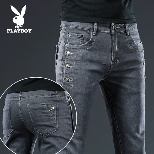 Playboy, летние джинсы, тонкие штаны для отдыха, облегающий крой