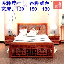 Old Chinese solid wood 1 8 meters 1 5 meters 1 2 Classical antique furniture lattice carved bed bed and breakfast Hotel bed inn