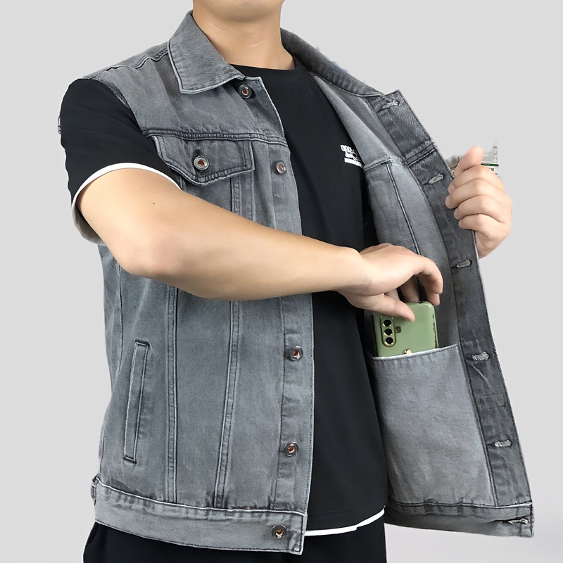 Men's Denim Vest Spring and Autumn New Style Versatile Sleeveless Multi-Pocket Vest Hong Kong Style Trendy Brand Vest Men's Denim Vest Spring and Autumn New Style Versatile Sleeveless Multi-Pocket Vest Hong Kong Style Trendy Brand Vest