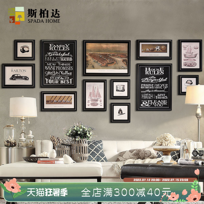 American Style Decorative Painting Wall Painting Living Room Hanging Painting Combination Set Simple Beautiful Large Luxury Sofa Background Wall Decor Painting