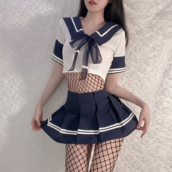 Pure college style sexy pajamas, temperament short skirt, tempting pure desire student jk uniform large size sailor suit