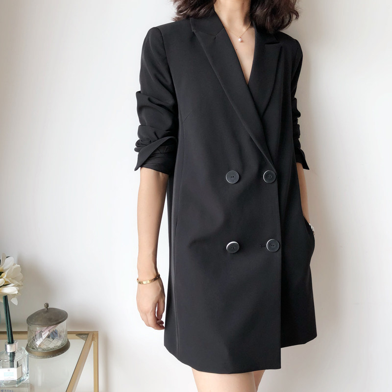 Self-fiery blazer blazer double-row buttondown Western-style dress with two wear 2019 autumn new 0814A3