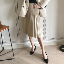 Each Office Woman BI prepared knee-length pleated skirt skirt is subtle and thin Spring and autumn Joker 0324C2