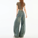 Джинсы, летние модные трендовые ретро штаны, в американском стиле, оверсайз, свободный прямой крой