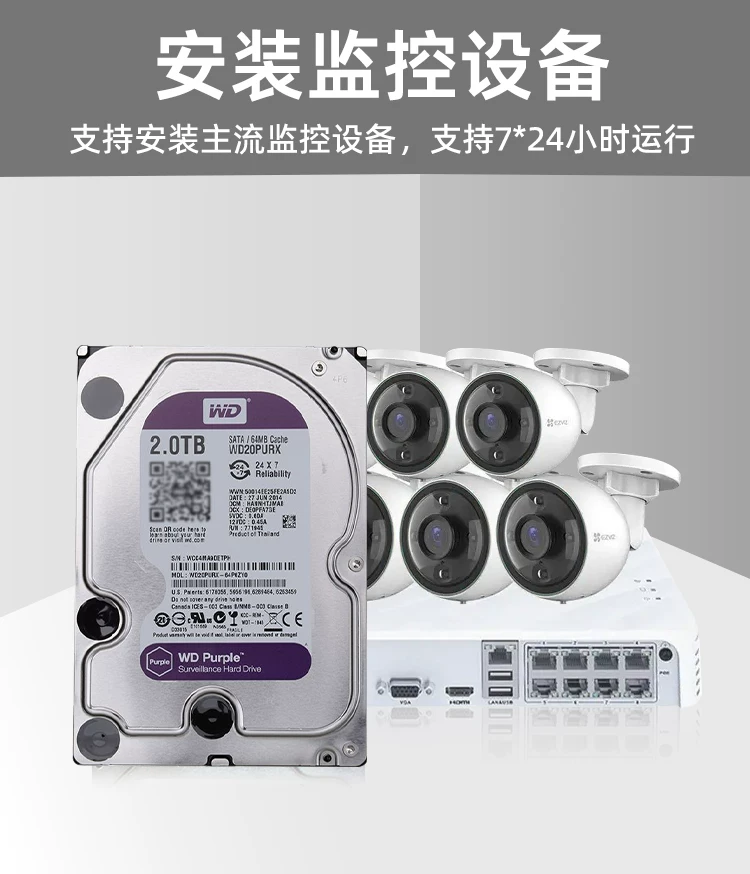 Western Digital Surveillance Video Recorder Жесткий диск WD/Western Digital WD20PURX Purple Disk WD2TBWestern2T
