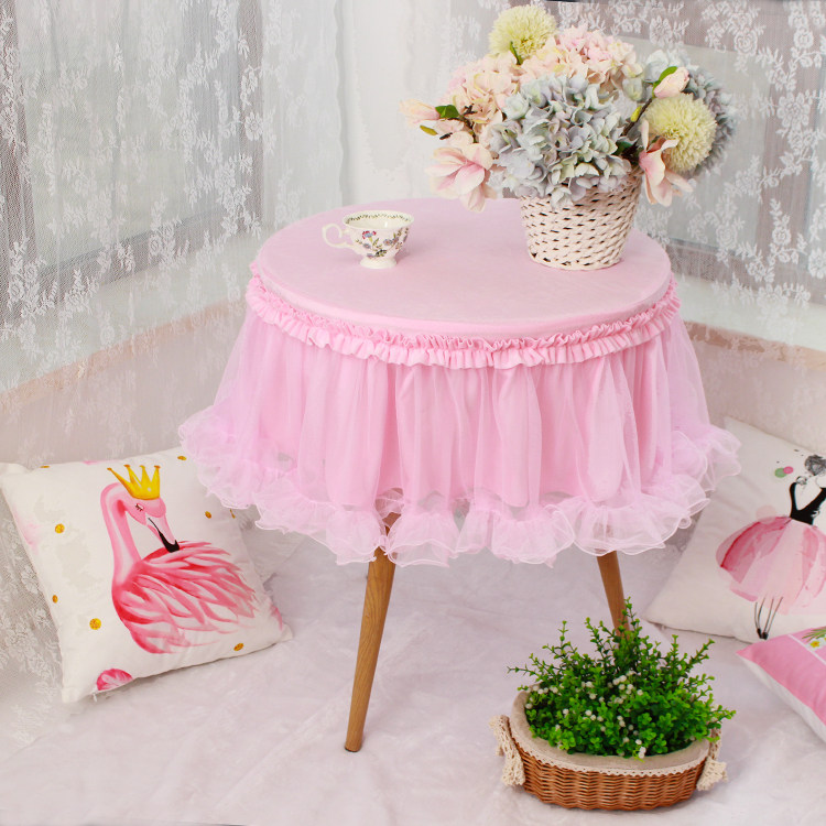 Princess lace crystal velvet tablecloth round table cloth art tablecloth round coffee table tablecloth cover non-slip home balcony home