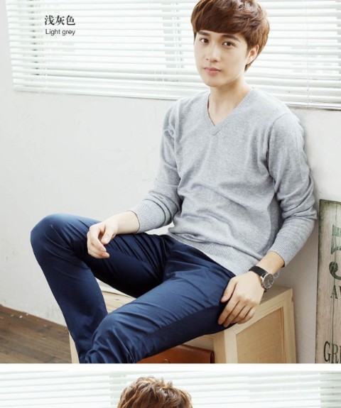 Mùa thu và mùa đông áo len cashmere mới cho nam cổ chữ V rộng lớn mùa thu đông với áo len dệt kim dày cổ tròn áo gucci nam