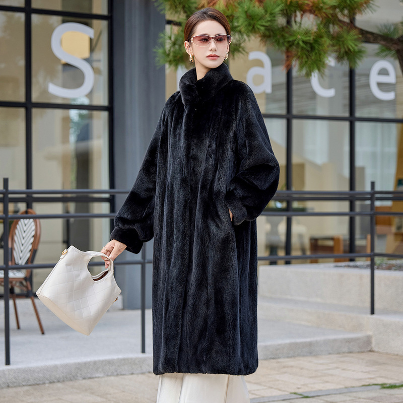 Danish Purple Label Velvet Mink Fur Coat, Full-Length Haining Fur, Large Size Genuine Mink Fur Coat
