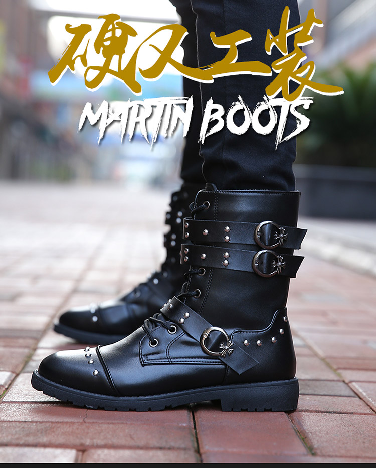 Martin khởi động của nam giới mùa thu và mùa đông England leather boots retro giản dị Martin giày dài khởi động của nam giới khởi động quân sự cộng với nhung giúp đỡ cao