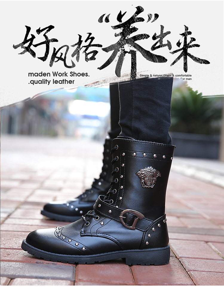 Martin khởi động của nam giới mùa thu và mùa đông England leather boots retro giản dị Martin giày dài khởi động của nam giới khởi động quân sự cộng với nhung giúp đỡ cao